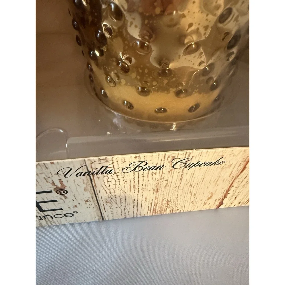 Aromatique Hobnail Glass Scented Candle Set 3 Pc Bronze Silver Gold 12 oz NIB